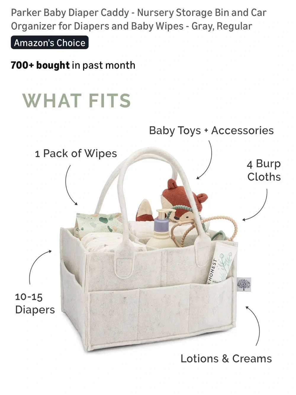 Parker Baby Diaper Caddy - Nursery Storage Bin